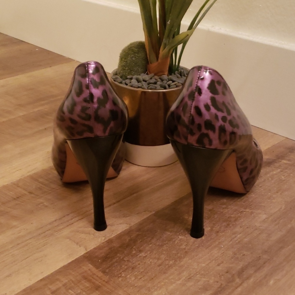 Georgina Goodman Purple Leopard Round Toe Pumps | Indie Sleaze Heels - Picture 4 of 7